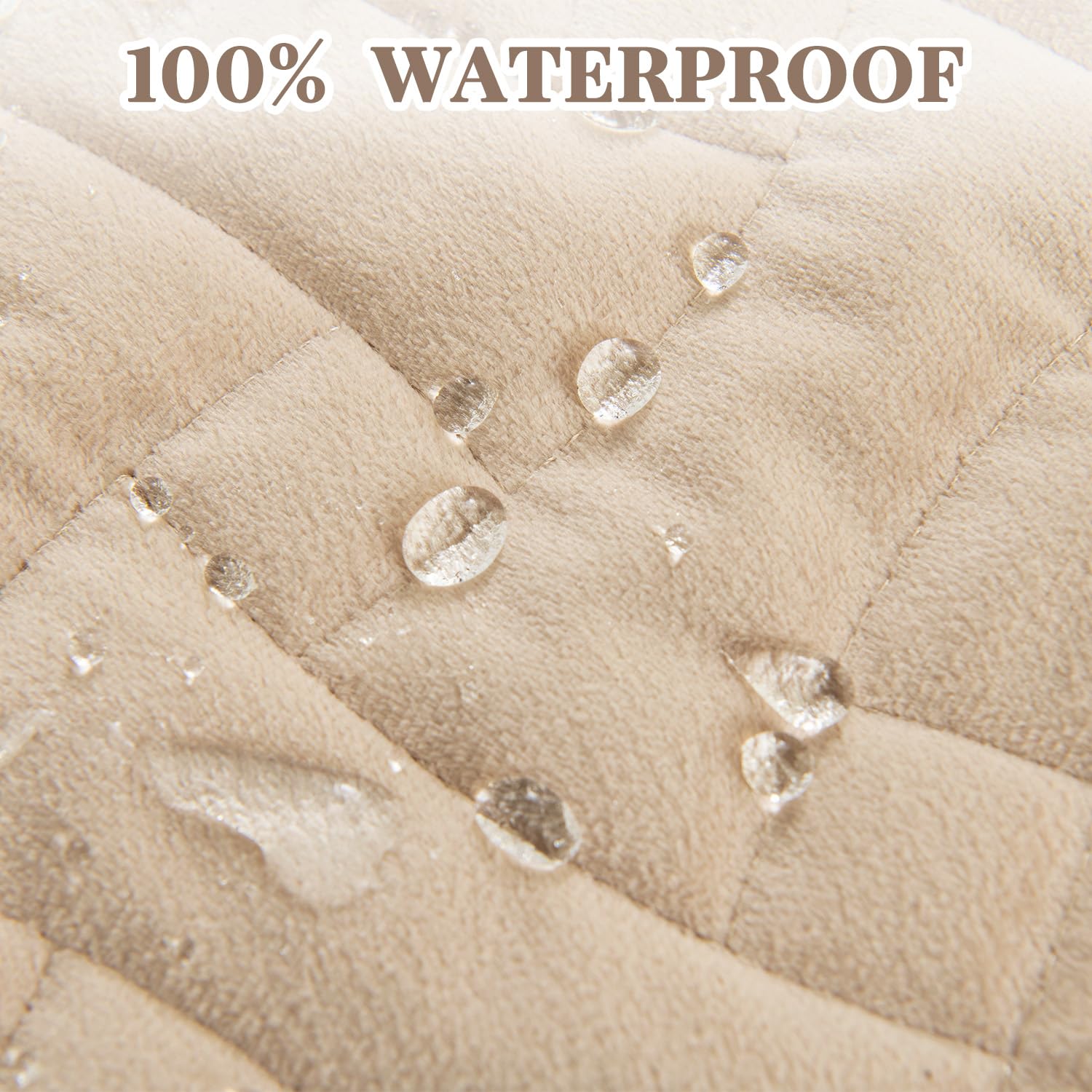 Premium Velvet Recliner Covers - Waterproof & Non-Slip Sofa Protector for Dogs & Cats - 23x38 Inch Beige Sectional Couch Cover (1 Piece) - Perfect for Pet Owners & Furniture Protection in Living Rooms