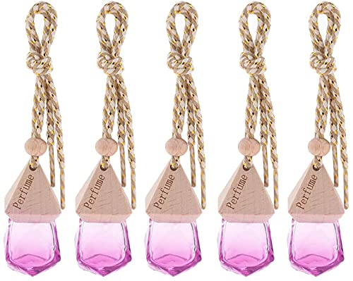 5pcs Refillable Car Hanging Perfume Bottles - Essential Oil Diffuser & Air Freshener Pendant for Vehicles (Purple) | Perfect for Car, Office, and Home Fragrance