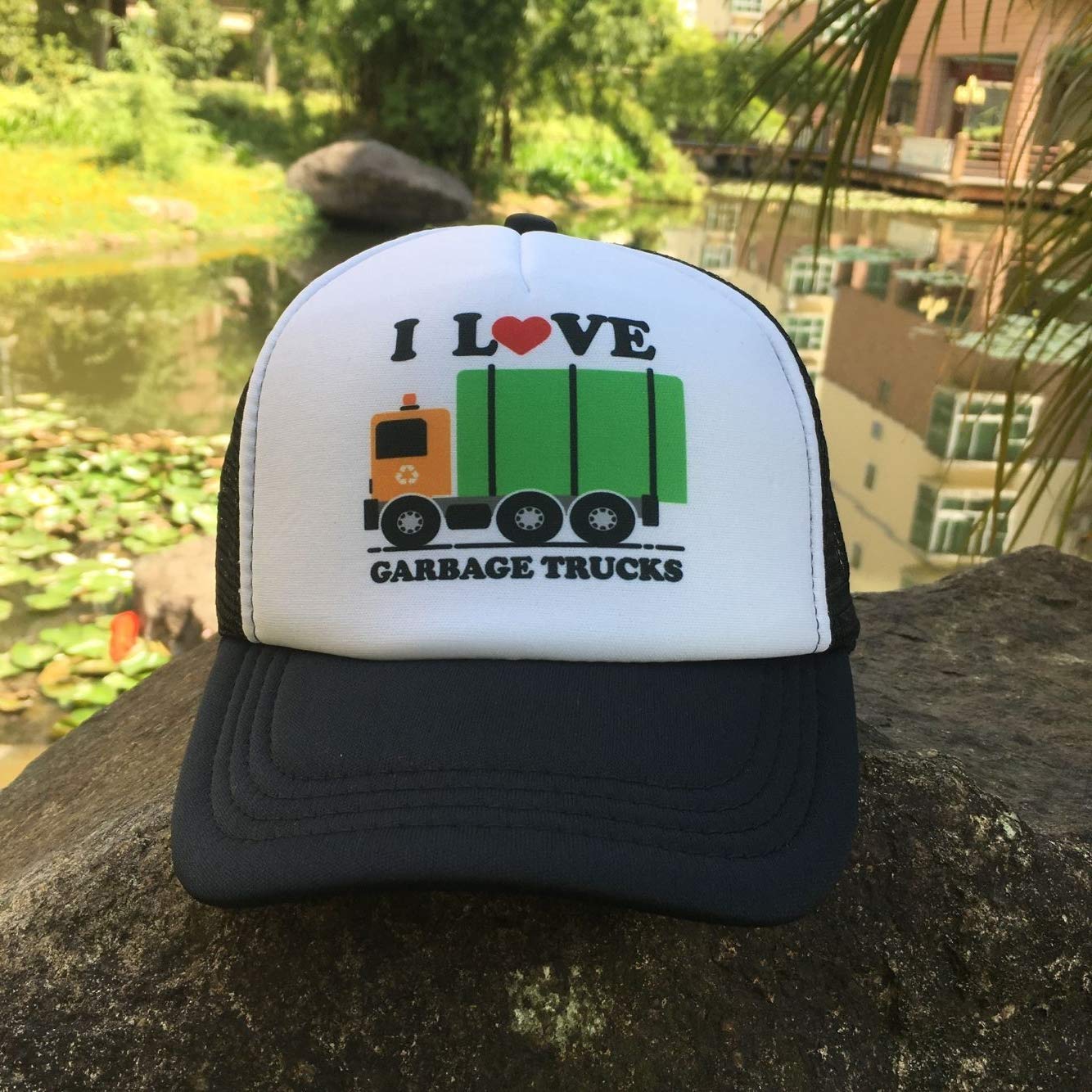Waldeal Boys' I Love Garbage Trucks Hat - Adjustable Mesh Trucker Cap for Kids - Perfect Birthday Gift for Truck Lovers - Great for Outdoor Play, Parties & Pretend Driving
