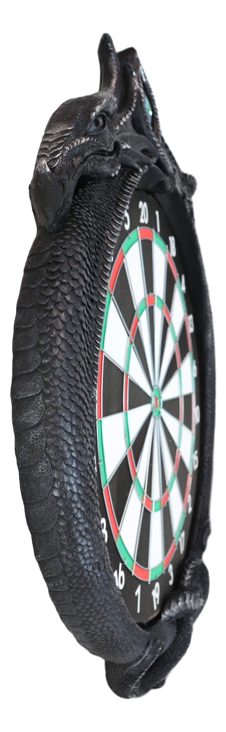 Ebros Gift Fantasy Gothic Dual Dragon Scales Dart Board with Gemstones - Medieval Gaming Wall Decor for Dungeons & Dragons, Game Room & Home - Includes Red & Blue Darts for Indoor Entertainment & Themed Parties