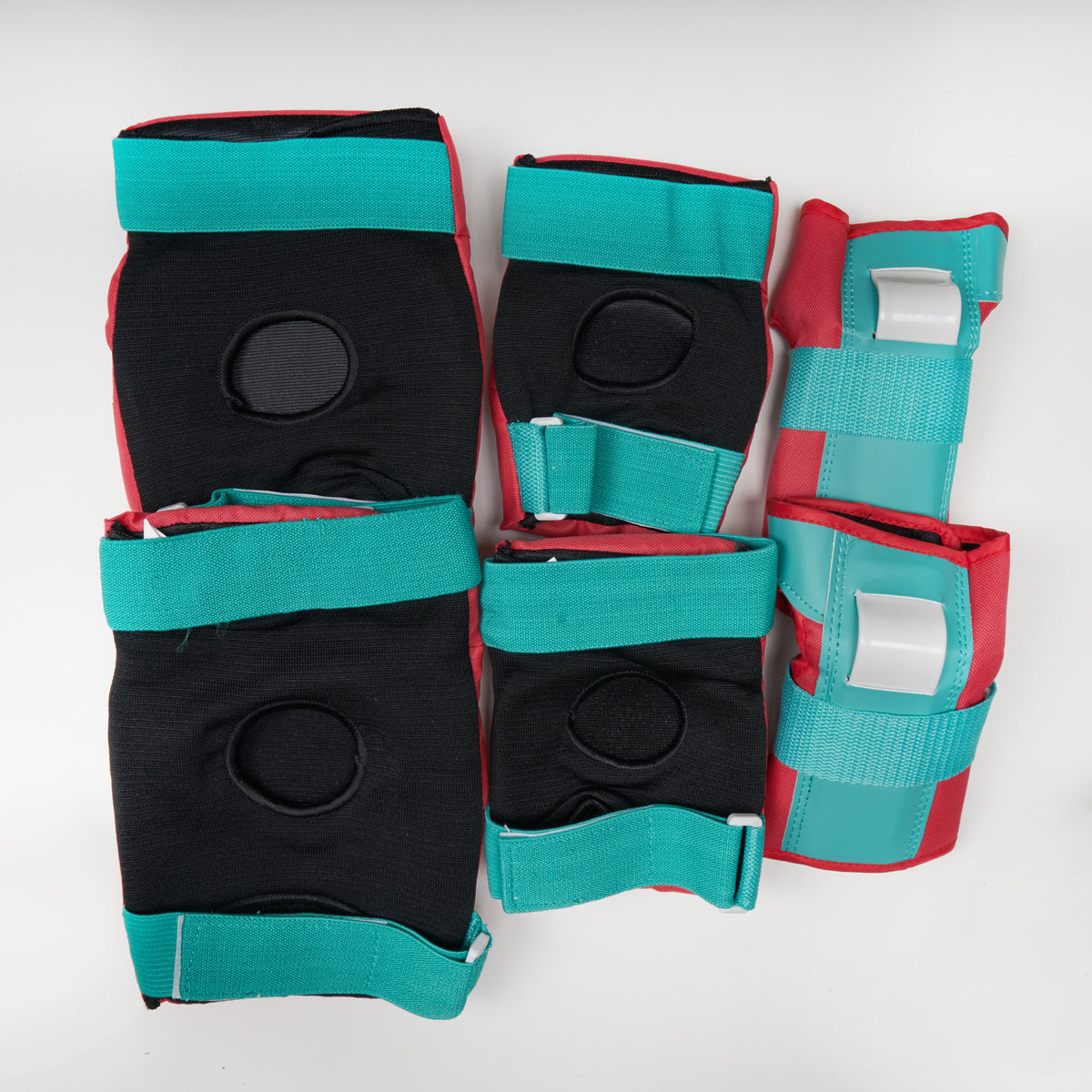 Rio Roller Triple Pad Set - Knee, Elbow & Wrist Pads for Skating - Red & Mint - Protective Gear for Roller Skating, Skateboarding & Inline Skating