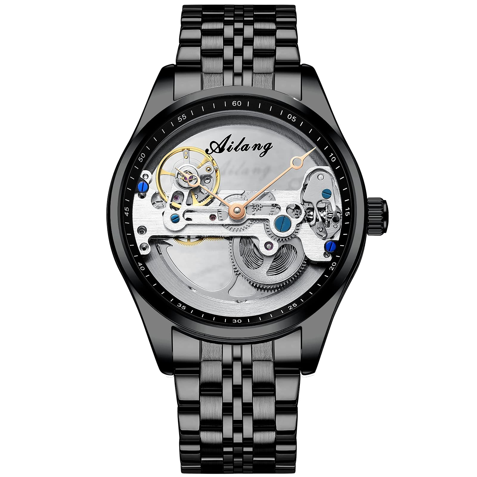 RORIOS Men's Automatic Mechanical Watch - Stainless Steel Band, Self-Winding, Waterproof Dress Watch for Business & Formal Occasions | Perfect for Office, Weddings & Special Events