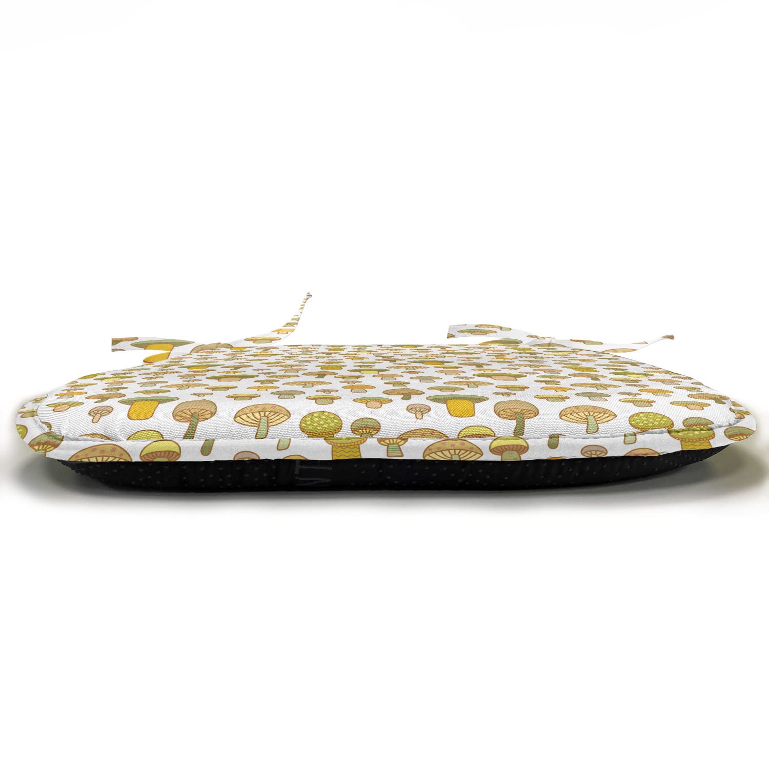 Lunarable Mushroom Chair Cushion Set of 12 - Nature Inspired Food Print with Anti-Slip Backing for Kitchen, Dining & Patio (16x16 Inch, Green Camel) - Perfect for Home Decor, Outdoor Seating & Gift Giving