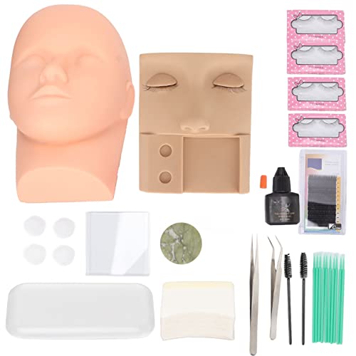 Professional Eyelash Extension Kit with Lash Mannequin Head - Complete False Eyelash Grafting Practice Set for Makeup Artists & Beginners - Perfect for Salon Training, Home Practice & DIY Lash Extensions