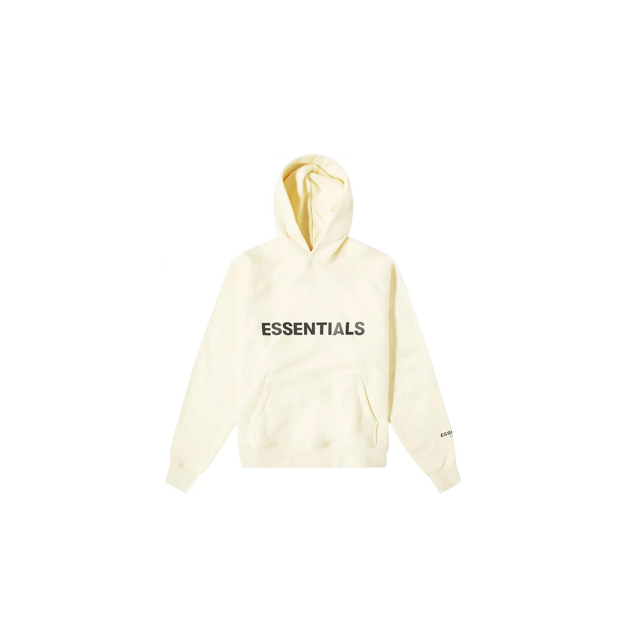 Fear of God Essentials Pullover Hoodie with Applique Logo in Buttercream - 2020 Collection | Streetwear Fashion for Men & Women | Perfect for Casual Outfits and Layering