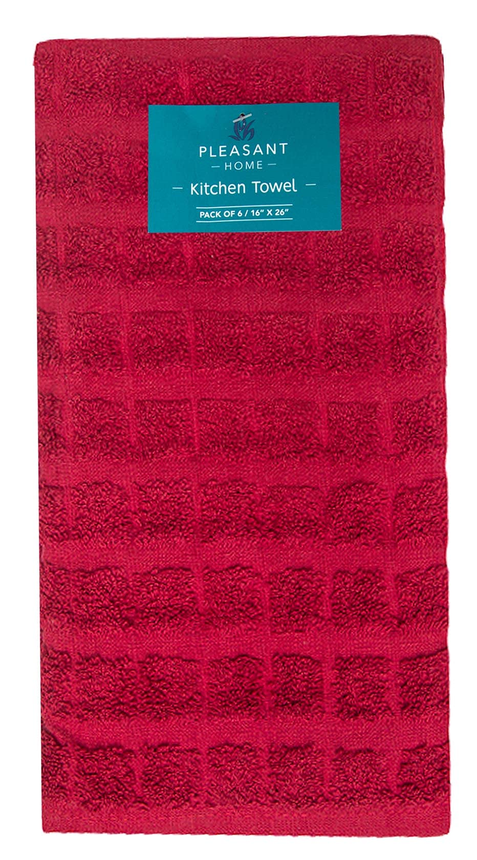 Premium Cotton Kitchen Towels Set (16”x26”, 6 Pack) - Extra Large Absorbent Dish Towels with Checkered Pattern - 400 GSM Tea Towels for Drying Dishes, Hands & Countertops - Ideal for Kitchen, Restaurant & Home Use (Red)