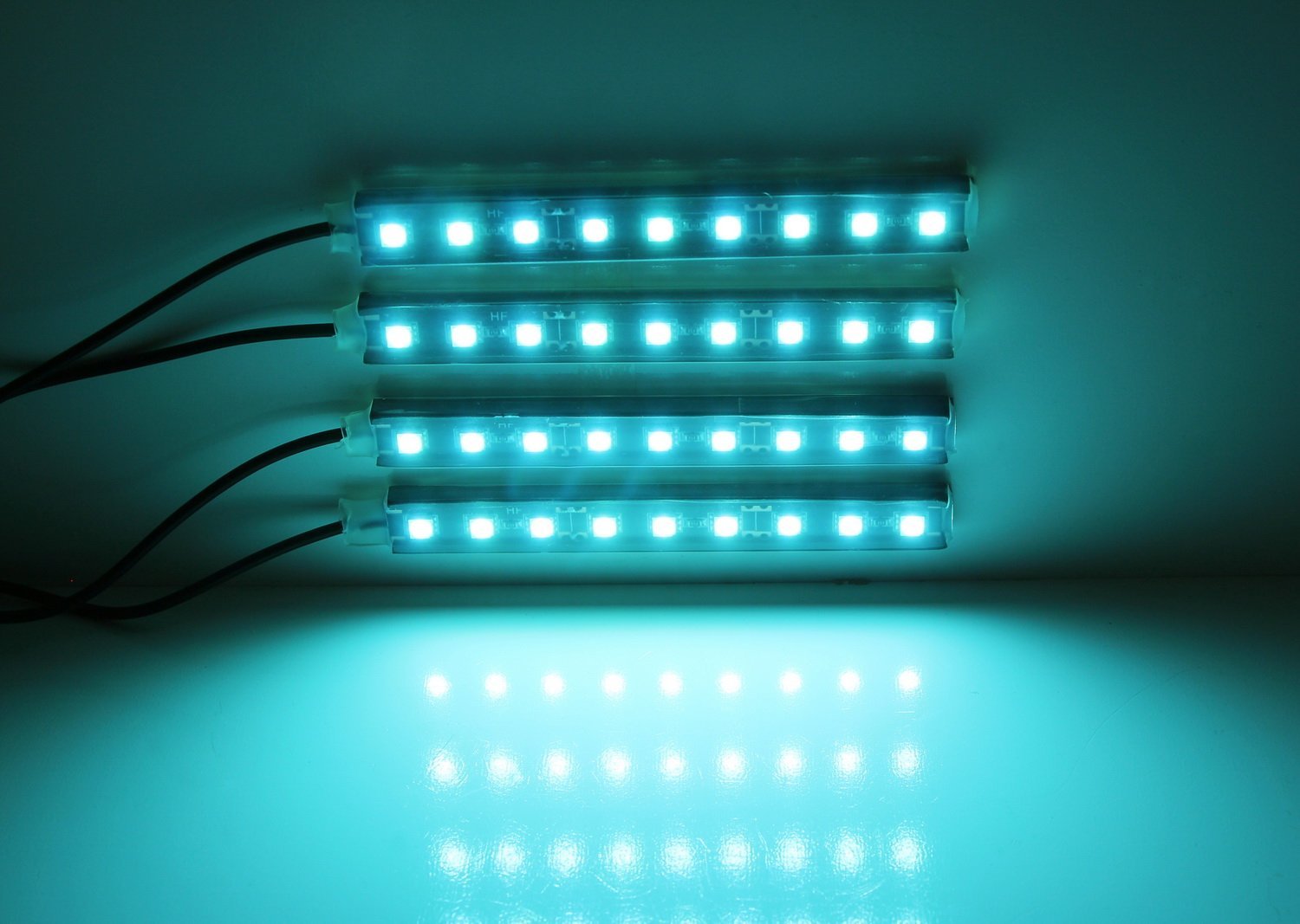 4-Piece Ice Blue LED Ambient Lighting Kit for Car Interior - 5V USB Powered - Enhance Your Vehicle's Mood Lighting for Night Driving & Custom Decoration
