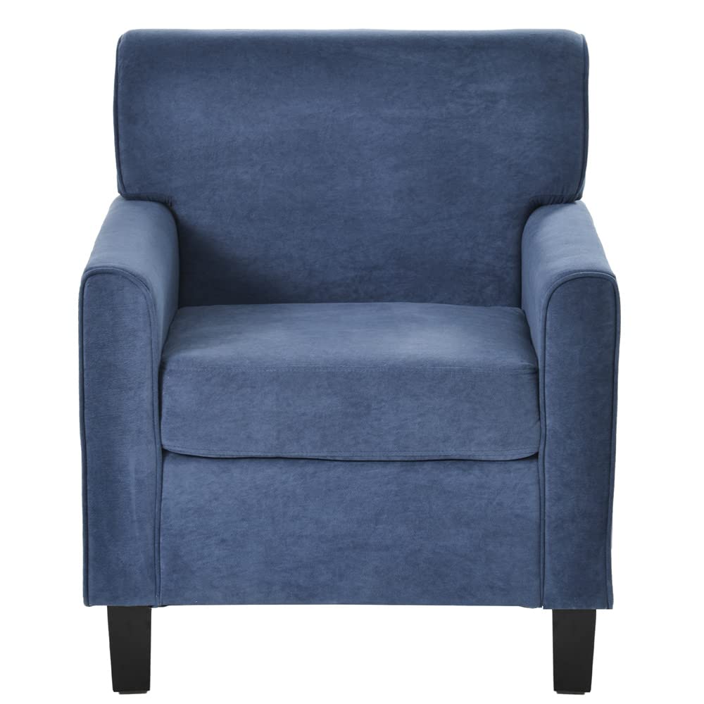 Modern Accent Chair for Living Room - Upholstered Linen Fabric Armchair with Solid Wood Legs, Mid-Century Club Chair - Comfortable Lounge Chair for Bedroom, Office & Reading Nook - Perfect for Relaxing, Entertaining & Small Space Decor