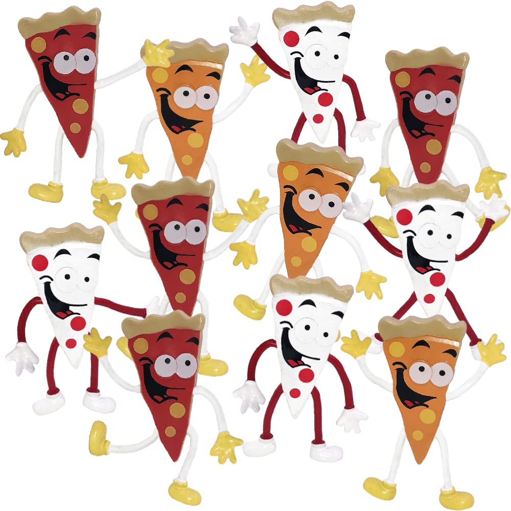 ArtCreativity Flexible Pizza Figures - 12 Pack Bendable Toys for Kids, Fun Pizza Party Favors for Boys & Girls, Stress Relief Fidget Toys, Easter Basket Stuffers & Pinata Fillers - Perfect for Birthday Parties, Classroom Rewards & Sensory Play