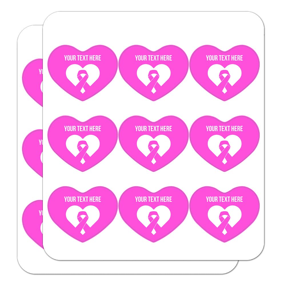 Personalized Pink Ribbon Breast Cancer Awareness Heart Stickers - Custom 1-Line Quote Planner & Scrapbook Decals for Journals, Calendars, DIY Crafts - Perfect for Fundraisers, Survivor Gifts & Awareness Events