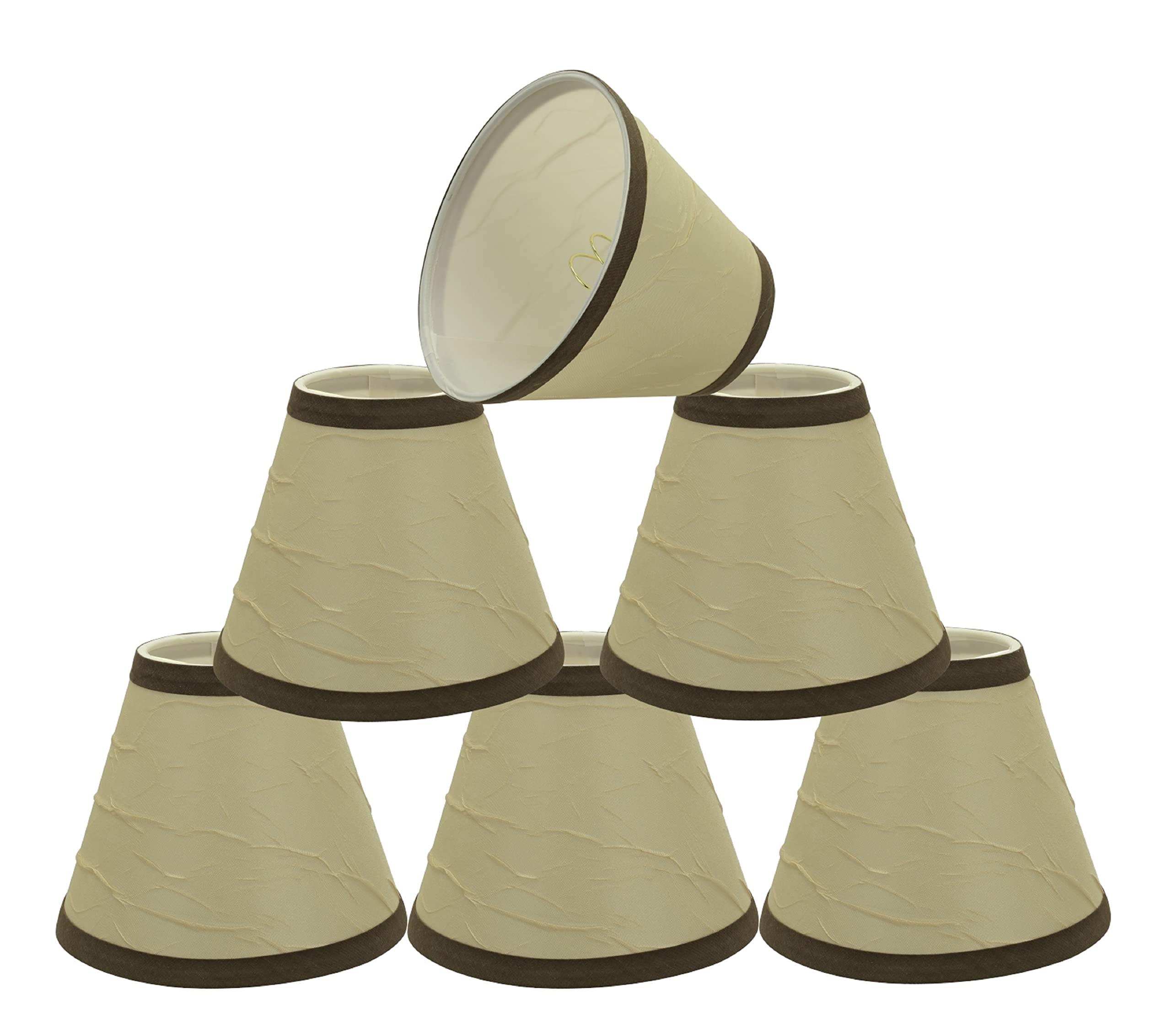 Aspen Creative 6-Pack Small Hardback Empire Chandelier Clip-On Lamp Shades - Transitional Beige Design, 6