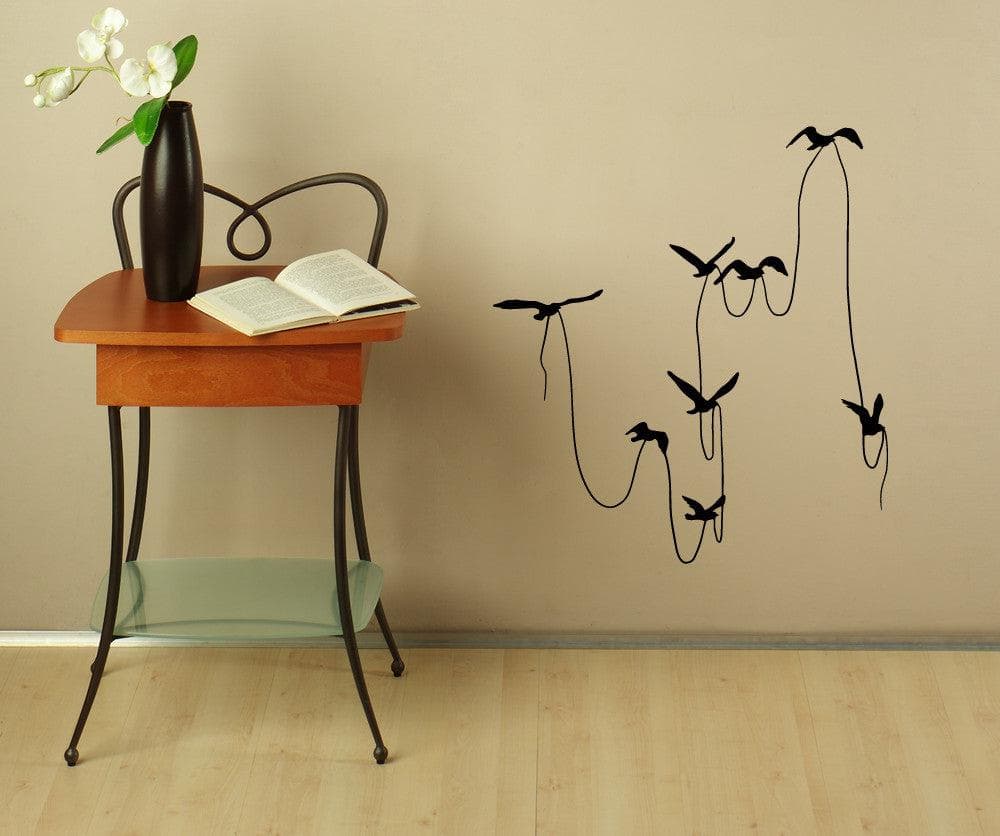 Vinyl Wall Decal Sticker - Elegant Birds with String Design #OS_MB673 - Perfect for Nursery, Bedroom & Home Decor