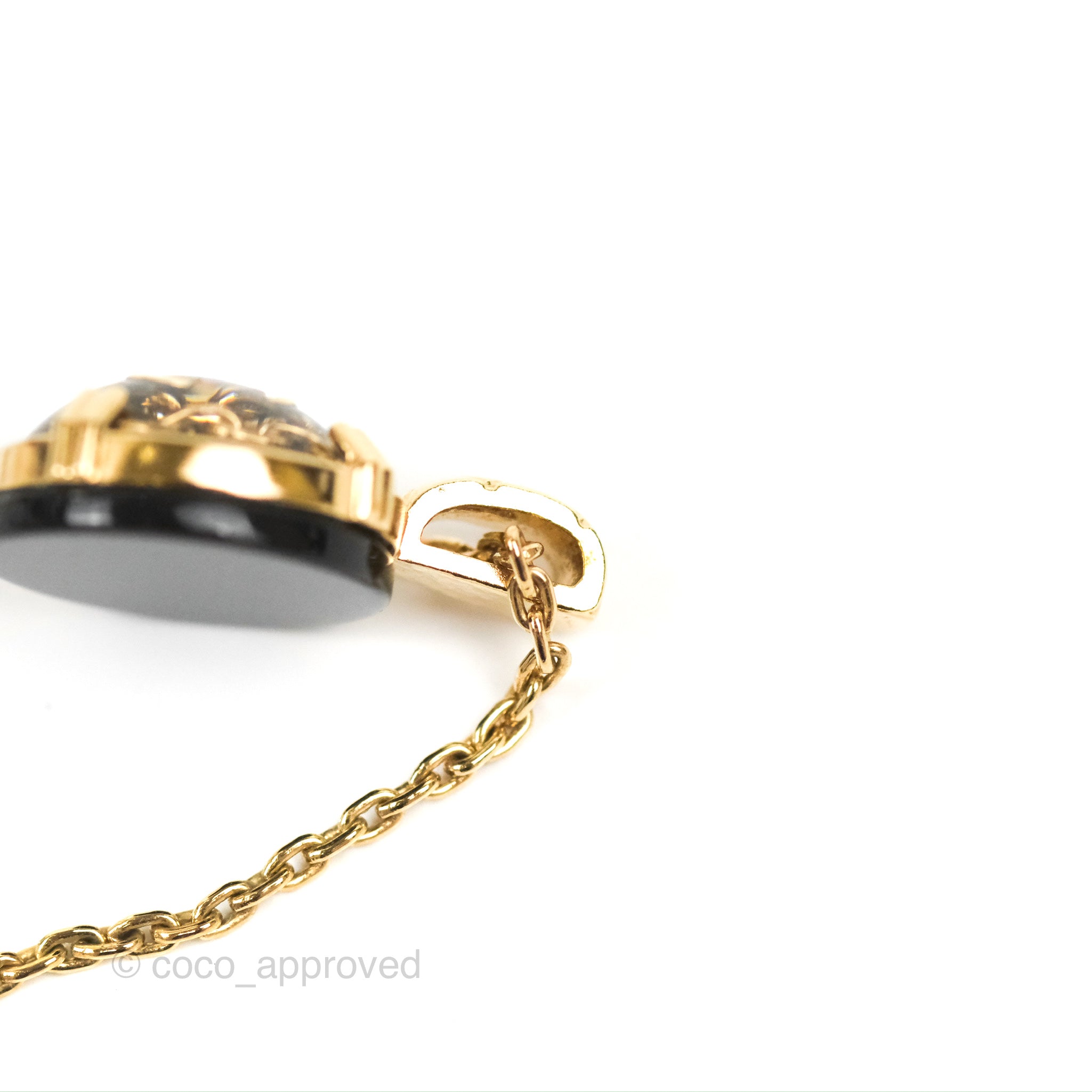 Chanel CC Chain Black Round Pendant Necklace in Gold Tone - 22A Collection | Elegant Jewelry for Women, Perfect for Parties, Dates & Special Occasions
