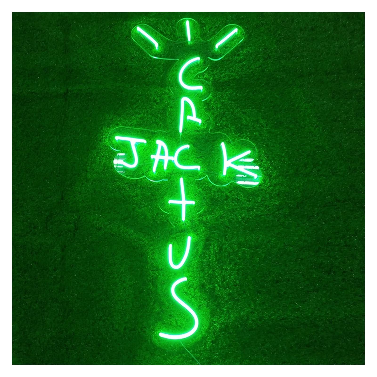 Custom Cactus Jack LED Neon Sign - Dimmable Acrylic Wall Decor with USB Power (Green, 50x23cm) for Bedroom, Bar, Game Room & Party Lighting