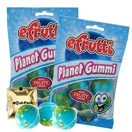 Efrutti Planet Gummi Candy - Fruity Jelly Gummies Snacks with Soft Juicy Gel Center | Individually Wrapped TikTok Viral Candy & Nosh Pack Mints (2 Pack) | Perfect for Party Favors, Office Snacks & Road Trips