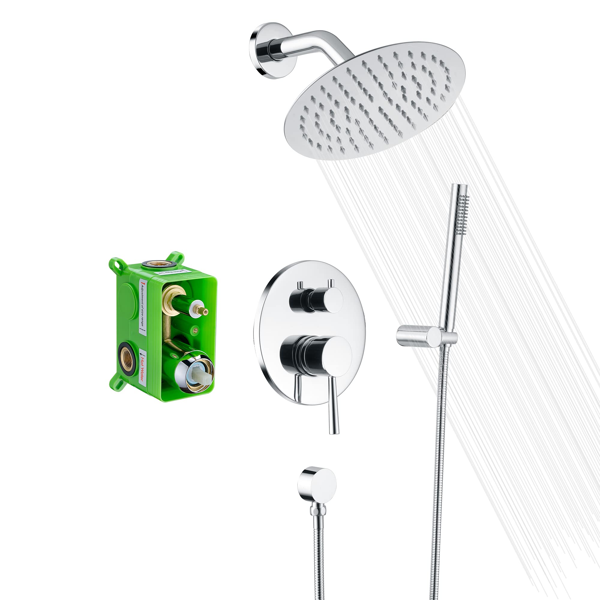 Premium Tub and Shower Faucet Set S3230CI with Rain Shower System S3223CI - Luxury Bathroom Fixtures for Modern Homes, Spa-Like Shower Experience