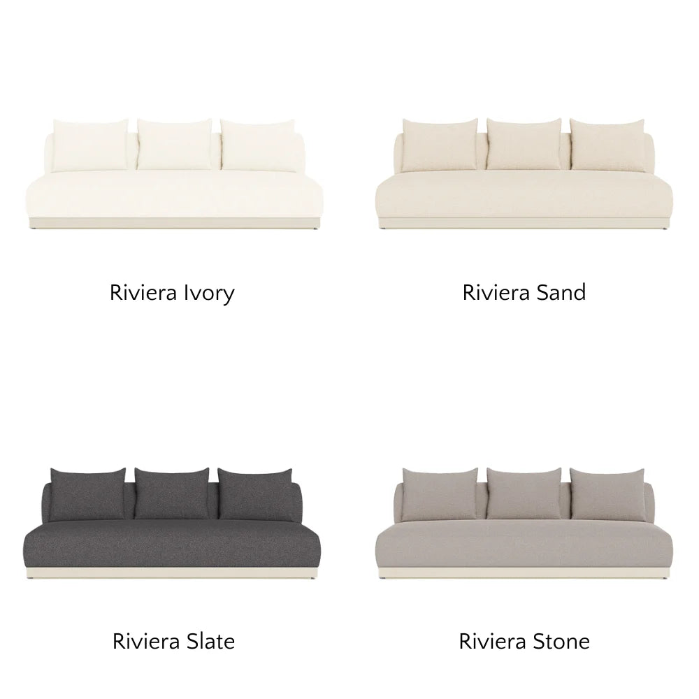 Amalfi Outdoor 3-Seat Armless Sectional Sofa Set - Waterproof Patio Furniture for Backyard, Poolside & Garden Relaxation