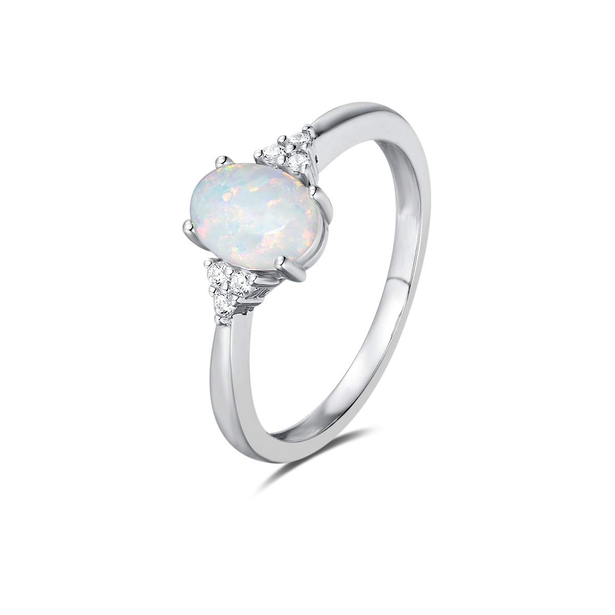 FANCIME Sterling Silver Birthstone Rings for Women - Created Opal, Garnet & Ruby Rings | Elegant Engagement & Fine Jewelry | Sizes 4-10 | Perfect for Weddings, Anniversaries & Special Occasions