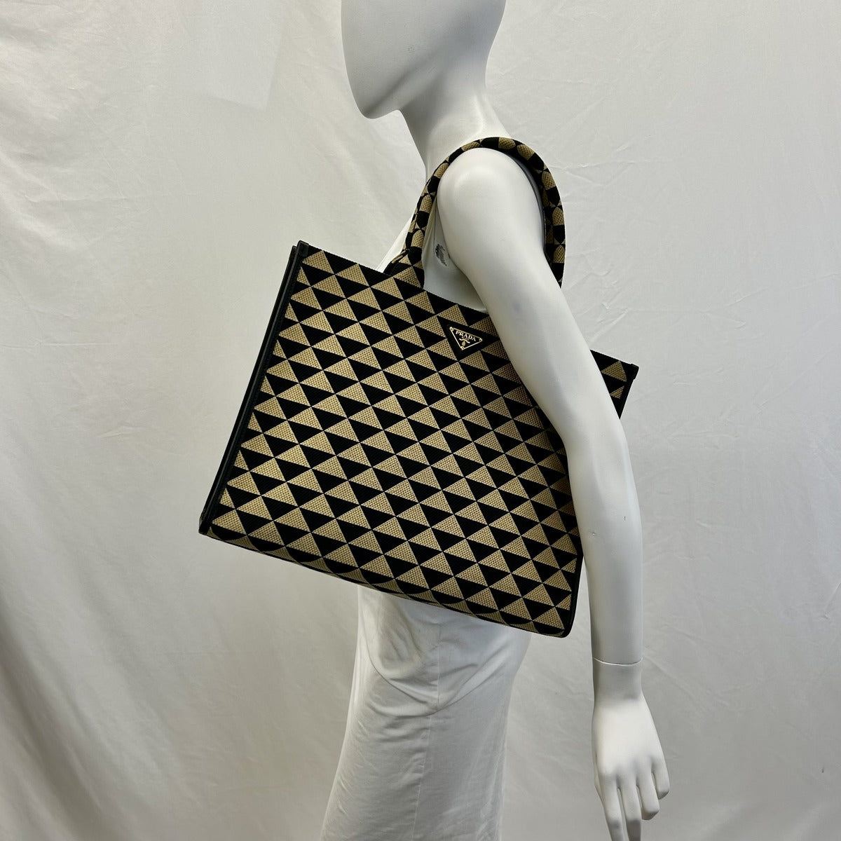 Prada Large Canvas Triangolo Symbole Tote Bag - Luxury Designer Handbag for Women | Perfect for Work, Travel & Everyday Use