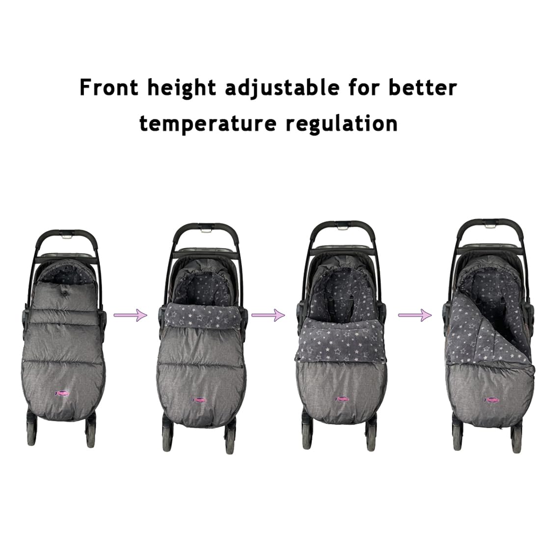 FunLife Adjustable Winter Stroller Bunting Bag for Toddlers 0-4T - Waterproof Removable Sleeping Bag with Front Height Adjustment - Perfect for Outdoor Walks, Shopping & Winter Travel