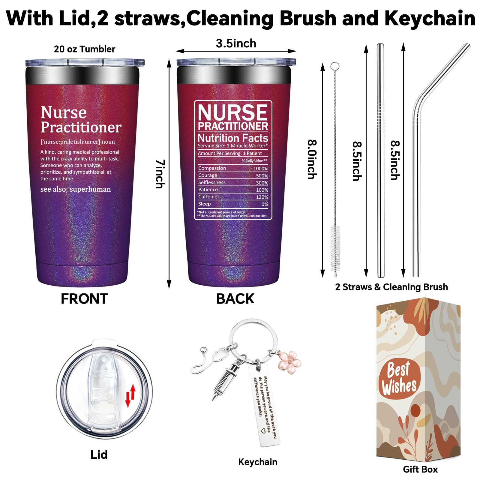 Premium 20oz Nurse Tumbler - Thoughtful Nurse Appreciation Gifts for Women, Nursing Graduation & Nurses Week Presents - Perfect for Clinical Shifts, Hospital Duty & Nursing Students - BPA-Free Insulated Travel Mug