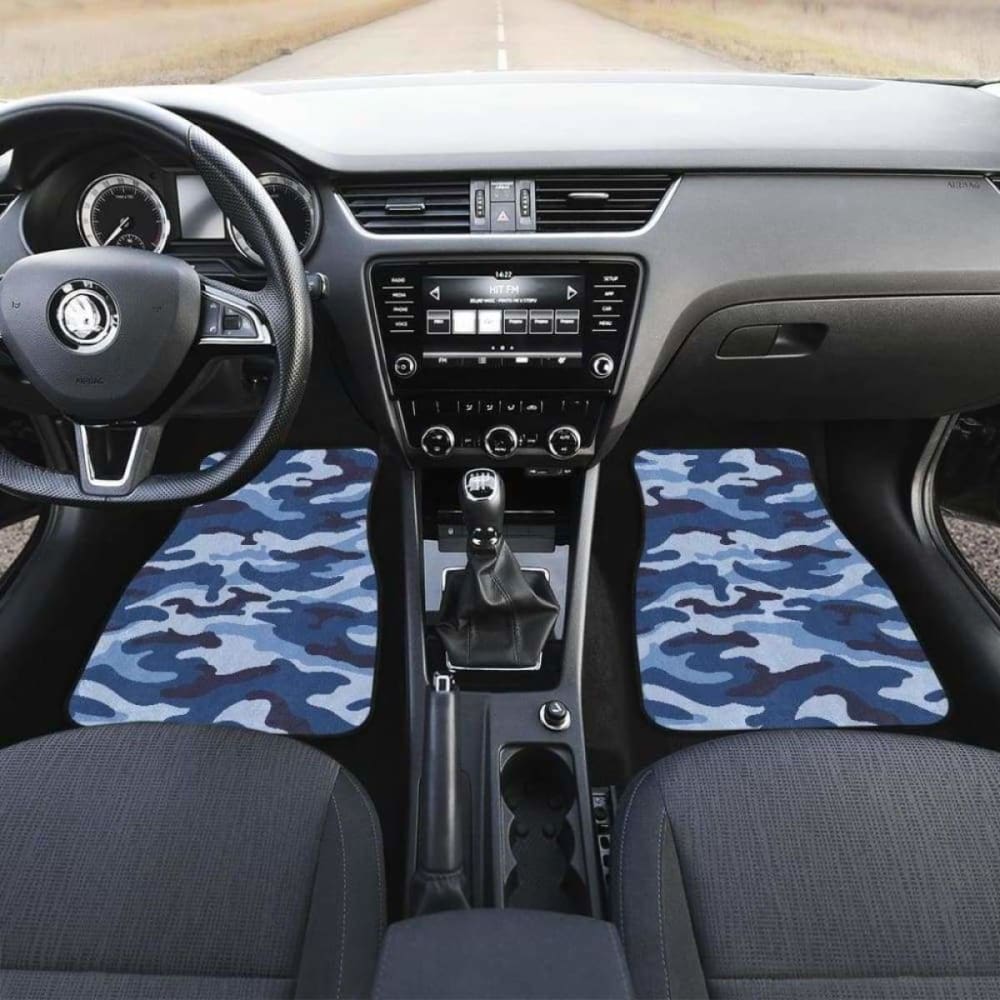 Blue Camo Camouflage Car Mats - Non-Slip Front & Back Floor Liners - Waterproof & Durable Vehicle Accessories - Perfect for Trucks, SUVs & Off-Road Adventures