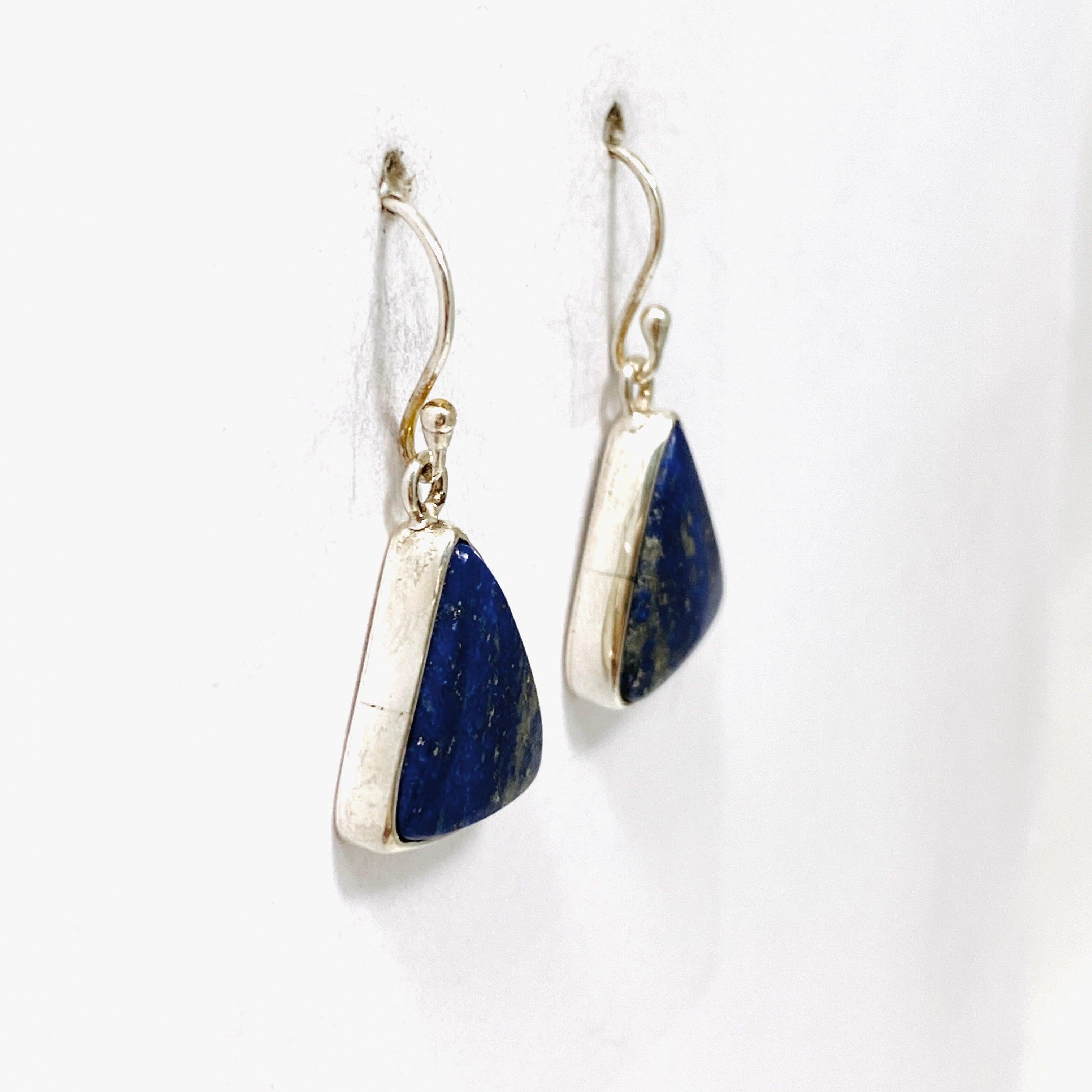 Lapis Lazuli Triangular Earrings for Women – Elegant Blue Stone Dangle Earrings KEGJ1334 | Perfect for Parties, Weddings & Special Occasions