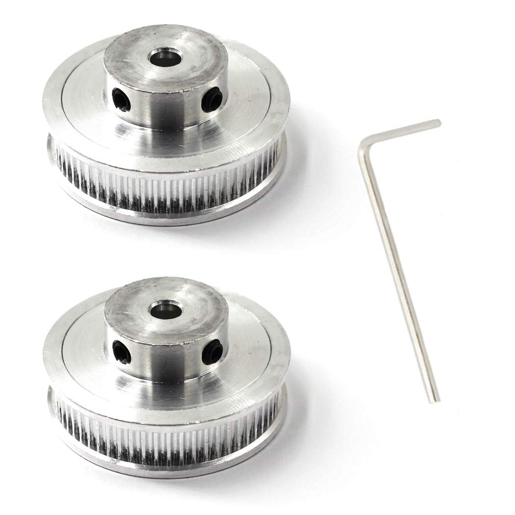 High Precision Timing Belt Pulley 60 Teeth 8mm Bore for 3D Printer & CNC Machines - 6mm Width Belt (2-Pack with Wrench Included) - Perfect for DIY Robotics, Laser Cutters, and Automation Projects