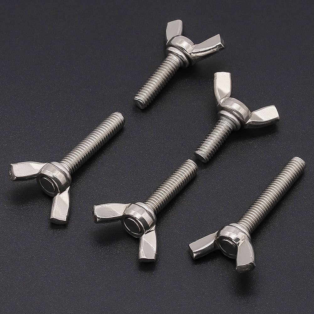 12 Pack M6-1.0 x 50mm 304 Stainless Steel Wing Bolts Thumb Screws - UNC Coarse Thread, Bright Finish - Perfect for Furniture Assembly, DIY Projects & Machinery Fastening