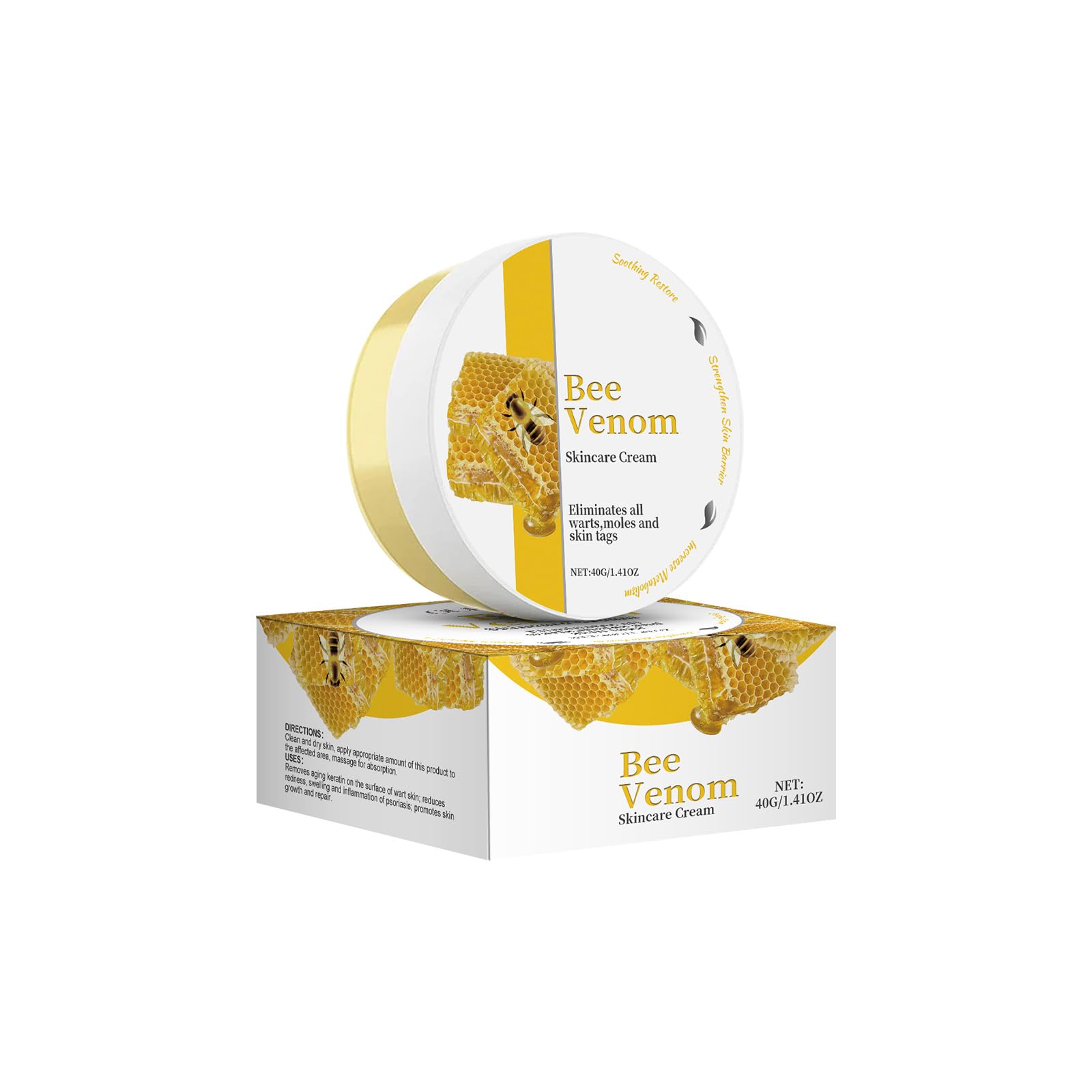 Natural Bee Venom Cream 1.41 oz - Deep Moisturizing & Nourishing Face & Body Cream for All Skin Types, Skin Repair, Soothing & Revitalizing - Perfect for Daily Skincare Routine & Nighttime Hydration