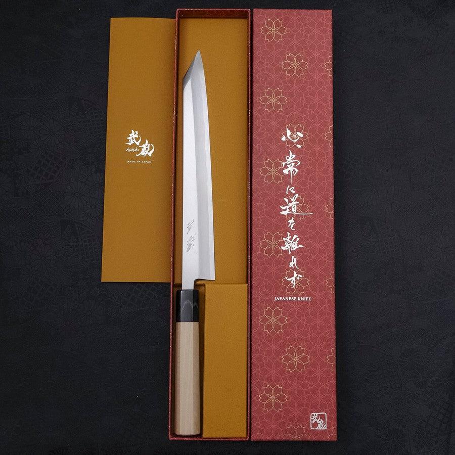 Premium Yanagi Kiritsuke Knife 240mm - White Steel #2 with Kasumi Finish & Buffalo Magnolia Handle - Perfect for Sushi, Sashimi & Japanese Cuisine Preparation