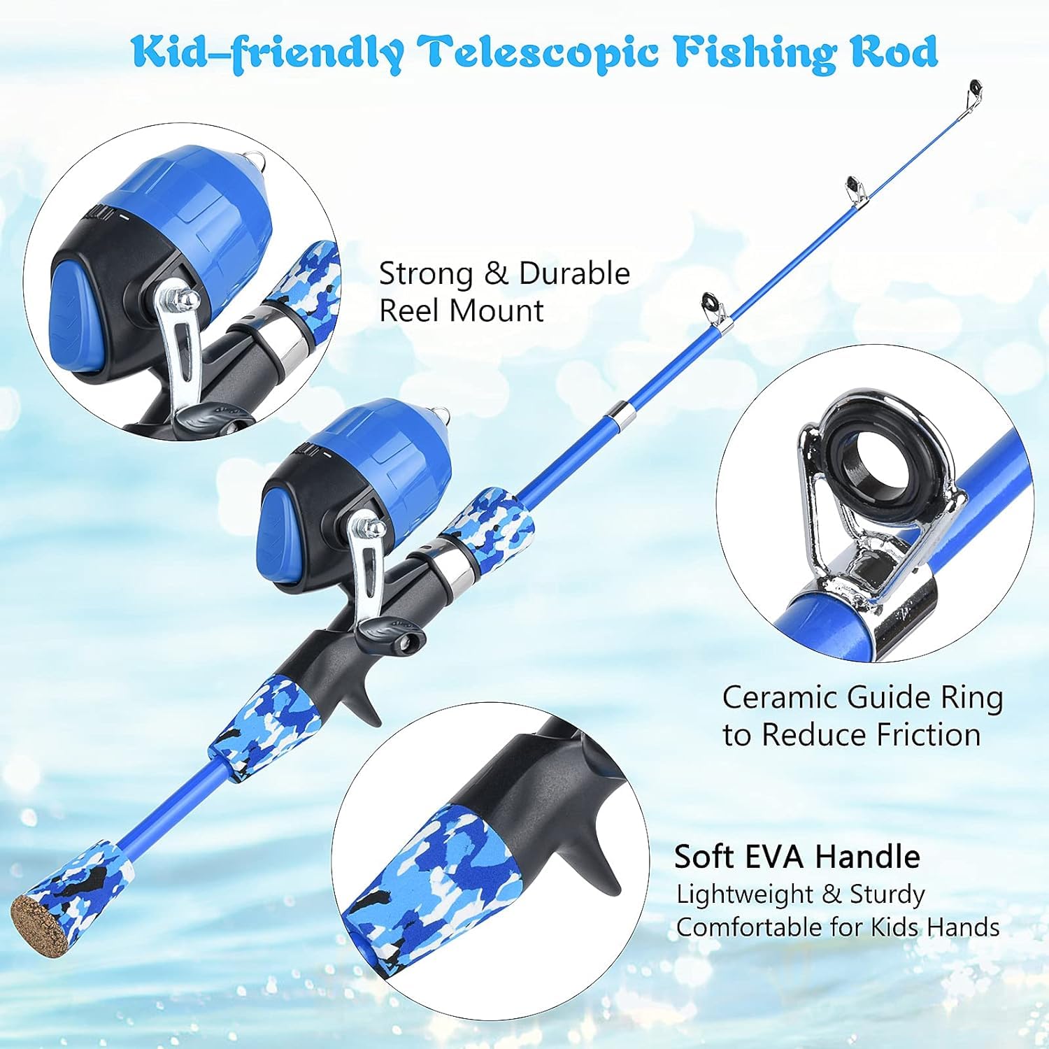 **Milerong Kids Fishing Rod and Reel Combo Kit - Telescopic Portable Fishing Pole for Boys, Girls & Youth with Spincast Reel, Tackles, Lures & Lines - Perfect for Outdoor, Camping & Family Fishing Trips**
