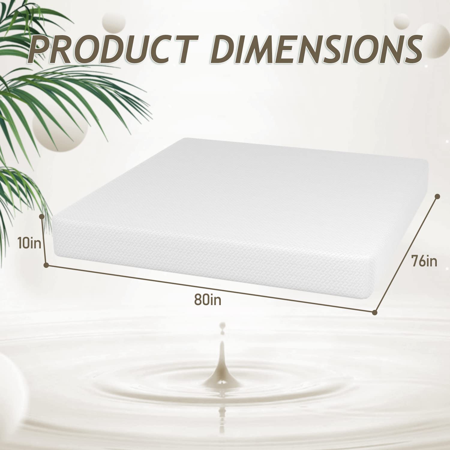 PayLessHere 10 Inch Green Tea Memory Foam Mattress - CertiPUR-US Certified, Fiberglass Free with Removable Soft Cover | King Size Mattress for Bed Frame, Bunk Bed, Trundle & Daybed | Perfect for Guest Rooms, Dormitories & Home Use (White)