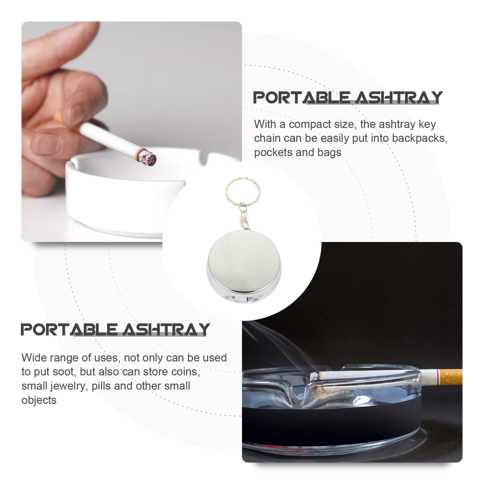 MagicLulu 3-Piece Portable Odor-Proof Ashtray Keychain Set - Compact Travel Ash Holder with Lid for Men, Wallet & Pocket Storage - Perfect for Outdoor, Camping, Travel & Car Use