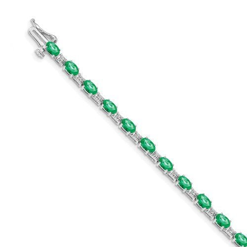 14KT Gold 4.62 CTW Emerald & 0.08 CTW Diamond Bracelet - Elegant Jewelry for Women, Perfect for Weddings, Anniversaries & Special Occasions
