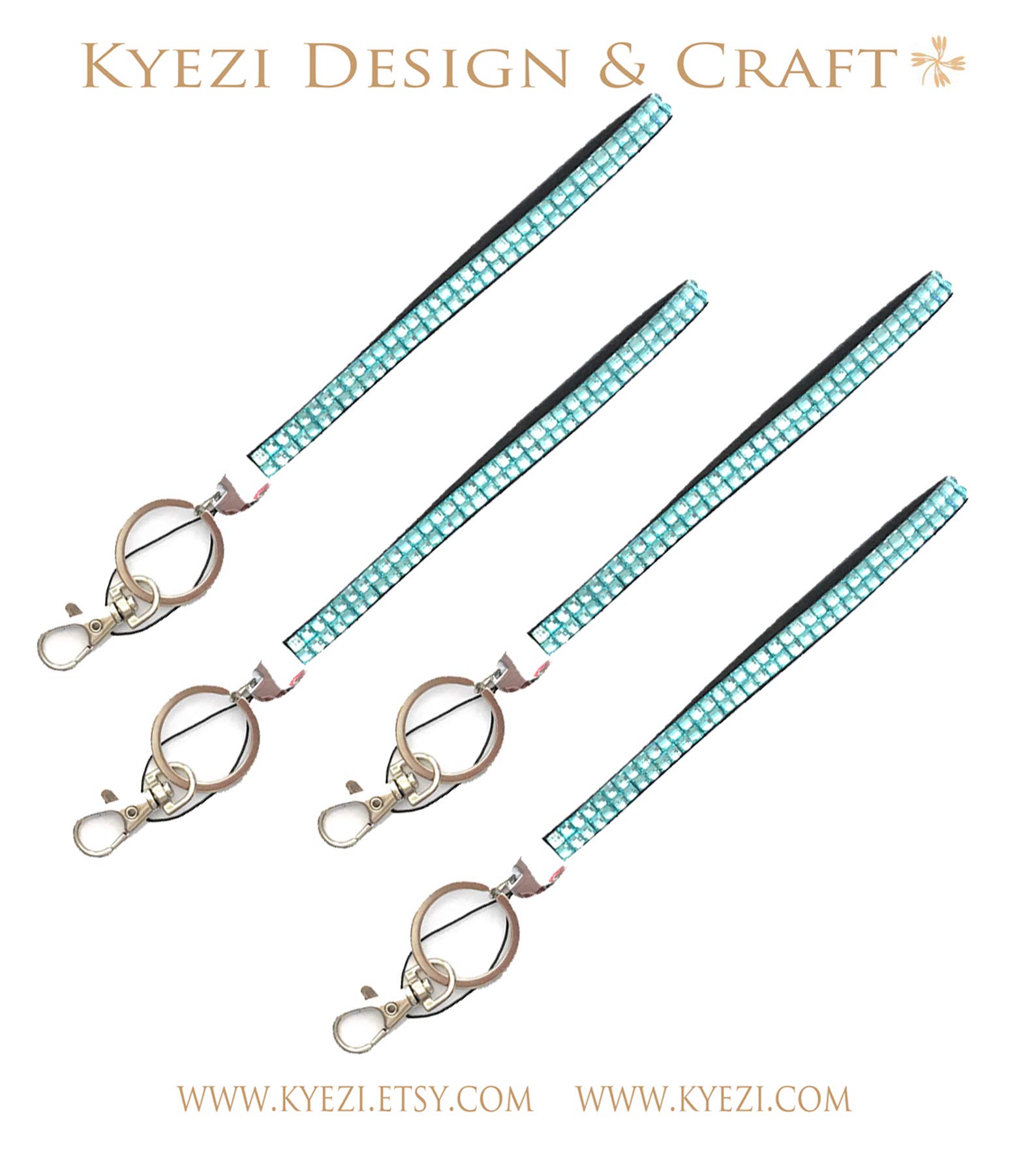 Luxury Rhinestone Lanyard - 5 Pack Light Blue for Phone, ID, Keys | Party & Work