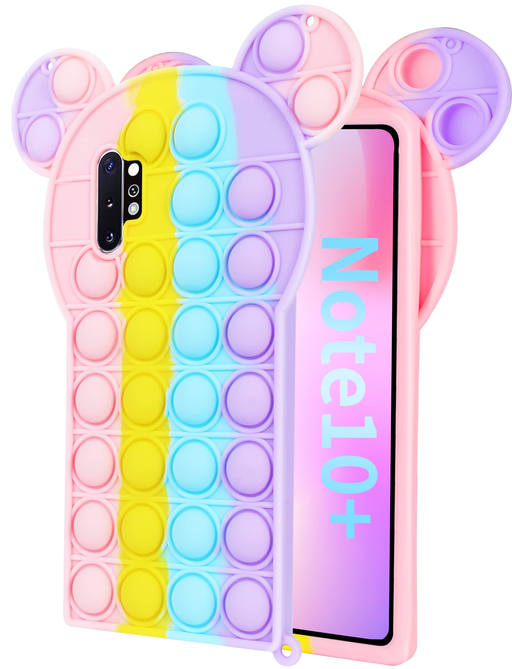 **Toycamp Cute 3D Bear Cartoon Silicone Phone Case for Samsung Galaxy Note 10 Plus (6.8 Inch) – Kawaii Bubble Wrap Design, Fun & Protective Cover for Teens, Boys & Girls – Perfect for School, Work & Everyday Use**