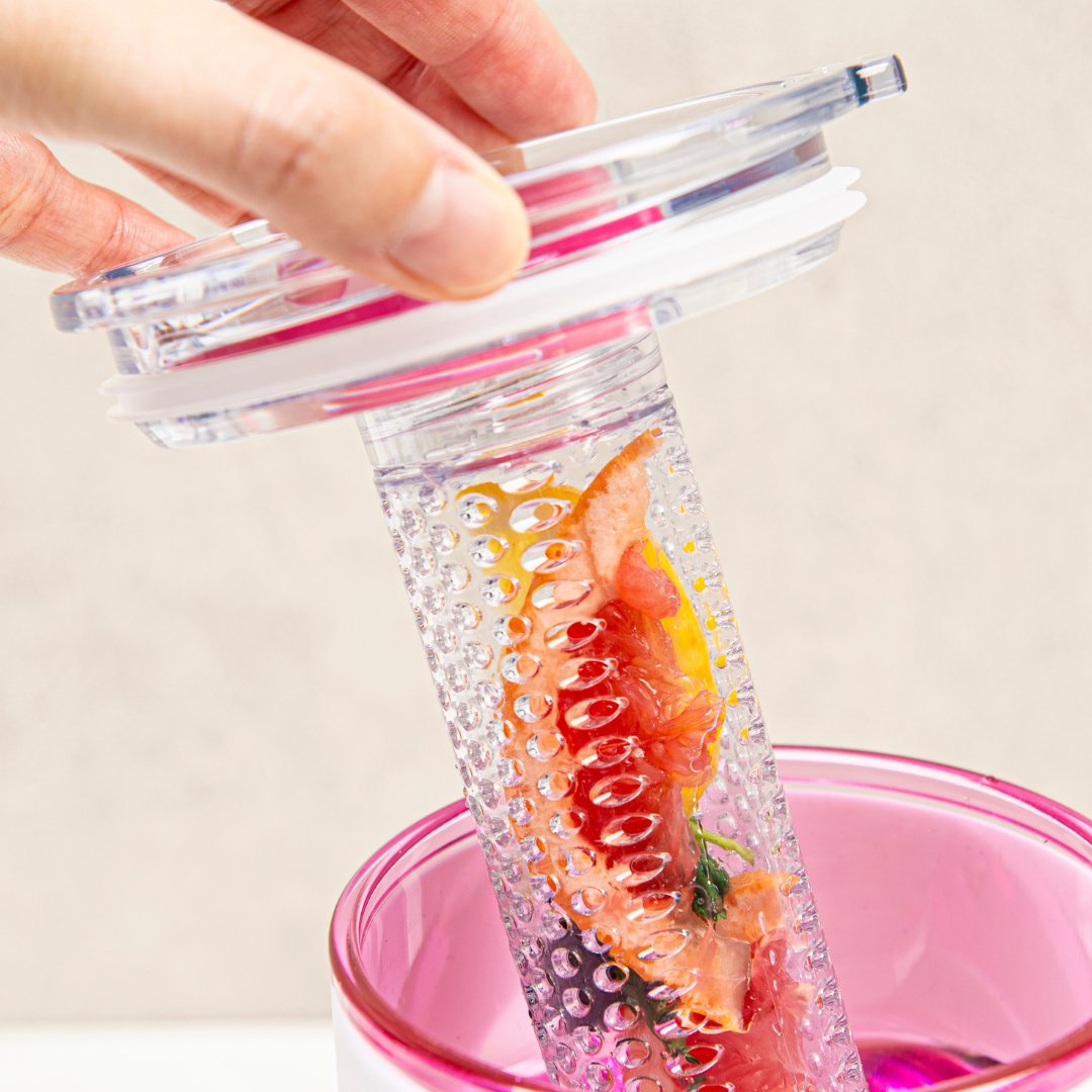 35oz Clear Straw SipN'Infuse Tumbler with Lid - Pink Insulated Water Bottle for Gym, Hiking & Everyday Hydration