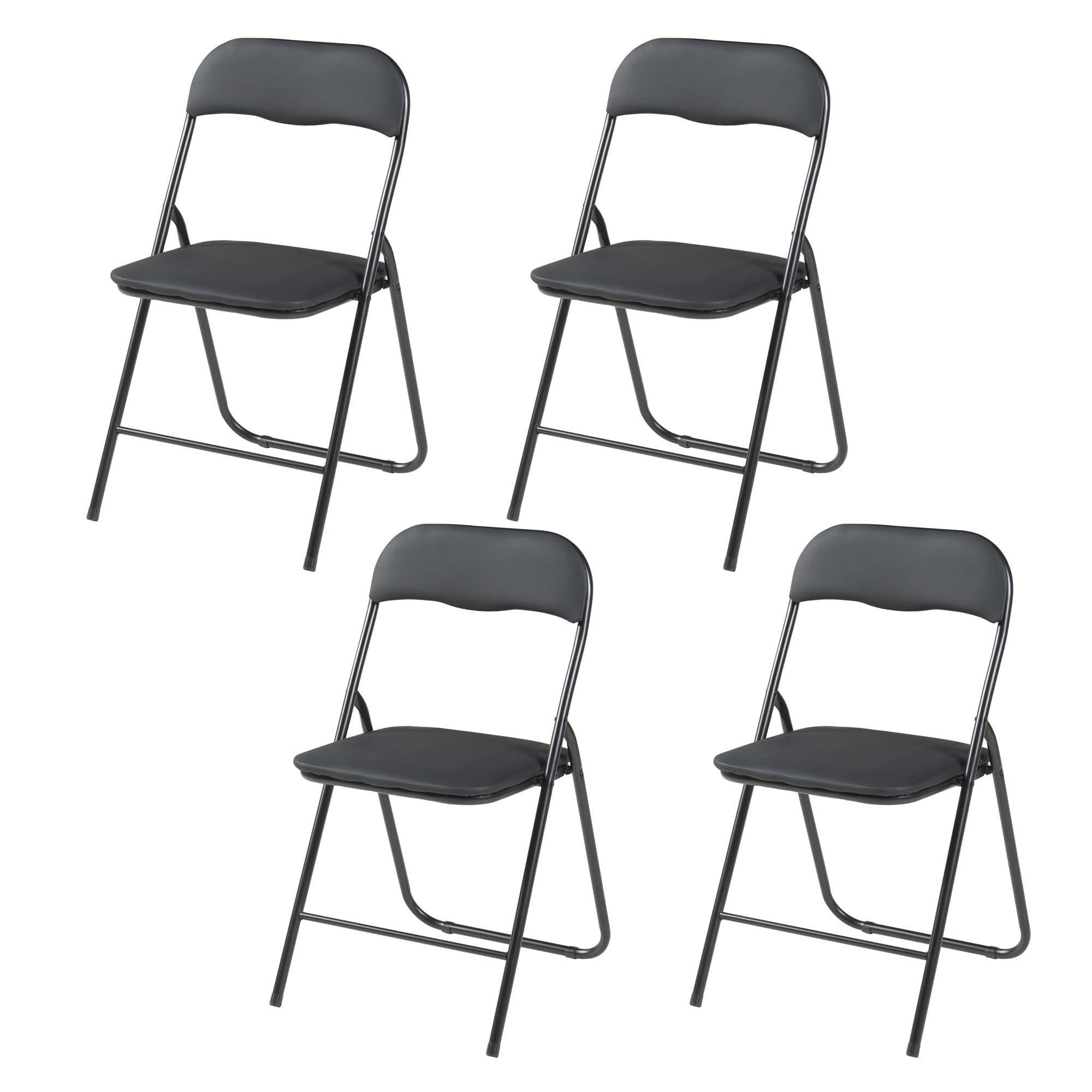 **Panana Folding Chairs with Padded Seat & Back Cushion - Heavy Duty Metal Frame for Home, Office, Patio, Camping & Events - Indoor & Outdoor Foldable Chairs (Black, 4 Pack) - Perfect for Parties, BBQs & Extra Seating**