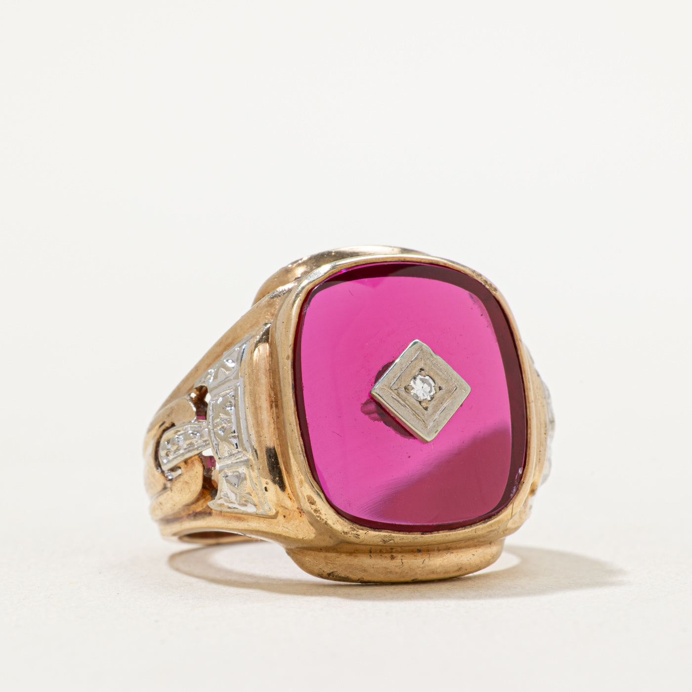 5.25ct Synthetic Ruby & 0.02ct Diamond Statement Ring - Size 8.5 | Elegant Cocktail Ring for Evening Parties, Weddings & Special Occasions