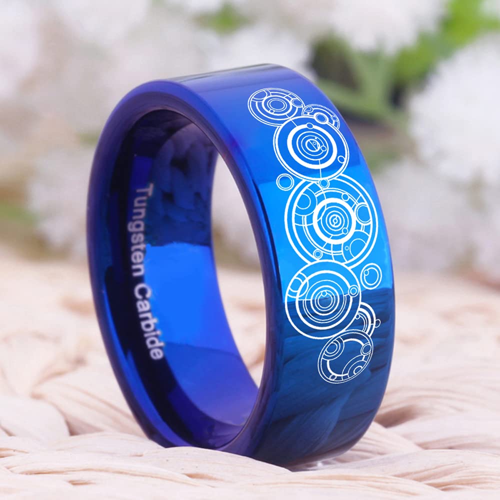 CLOUD DANCER Doctor Who Inspired Tungsten Carbide Wedding Band - Durable Unisex Ring for Men & Women, Engagement or Anniversary Gift with Free Custom Engraving - Perfect for Sci-Fi Fans and Couples