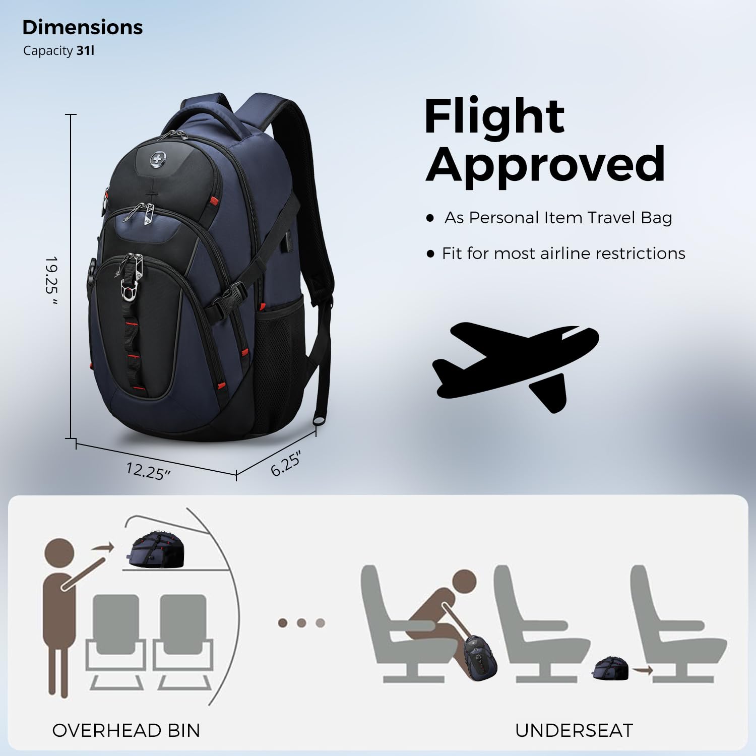 Swissdigital USB Charging Business Backpack for Men - 15.6 Inch Laptop Travel Backpack with Smart USB Port (SD803-12) - Perfect for Office Commute, Business Trips & College Use