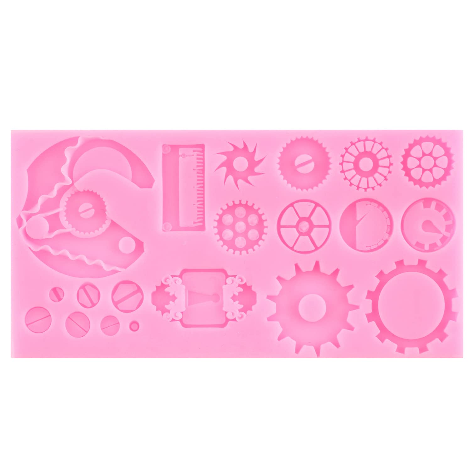 Steampunk Gear Silicone Mold Set of 3 - Compass Cogs & Gears Teeth Fondant Molds for Cake Decorating, Chocolate Candy, Cupcake Toppers & Polymer Clay - Perfect for Steampunk Themed Parties, DIY Crafts & Travel Inspired Desserts