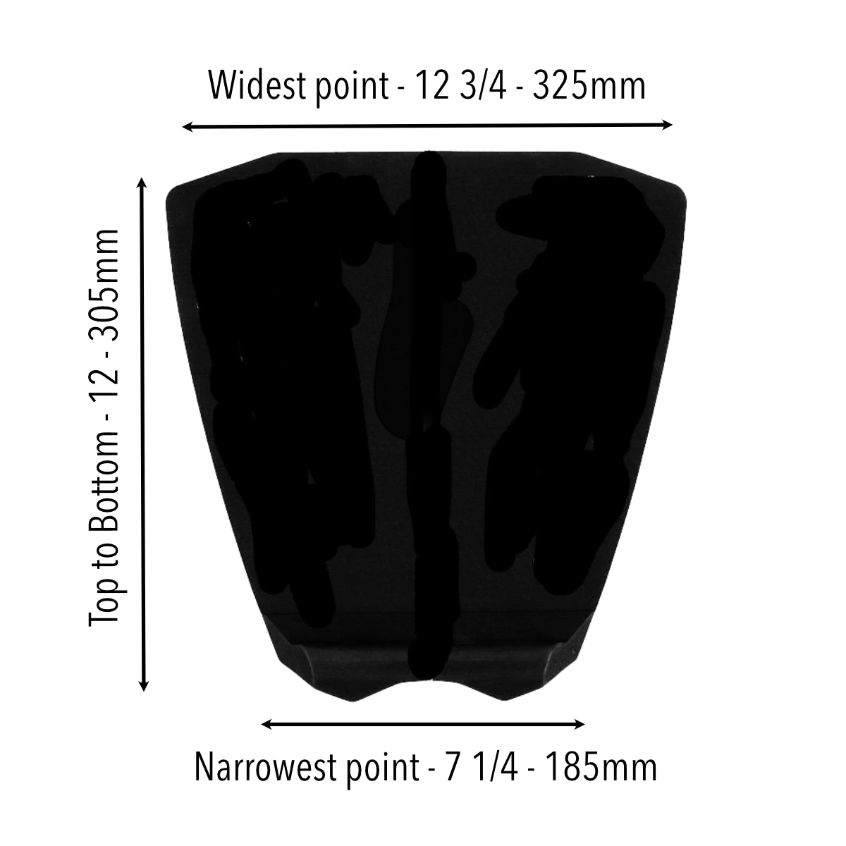 Gorilla Grip Phat Three Deck Pads - Non-Slip Surfboard Traction Pads (Black) for Surfing, Bodyboarding & Water Sports