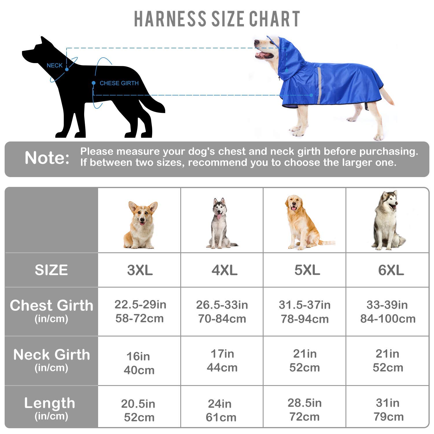 Waterproof Dog Raincoat for Large Dogs - Adjustable Belly Strap & Leash Hole - Reflective Strip Hoodie - Lightweight Breathable Rain Jacket for Outdoor Walks & Hiking