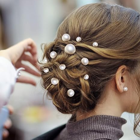 10 Pack Adjustable Pearl Hair Pins & Clips - Elegant Wedding Hairstyle Accessories for Brides, Girls & Women | Perfect for Updos, Bun Hairstyles & Special Occasions (White)