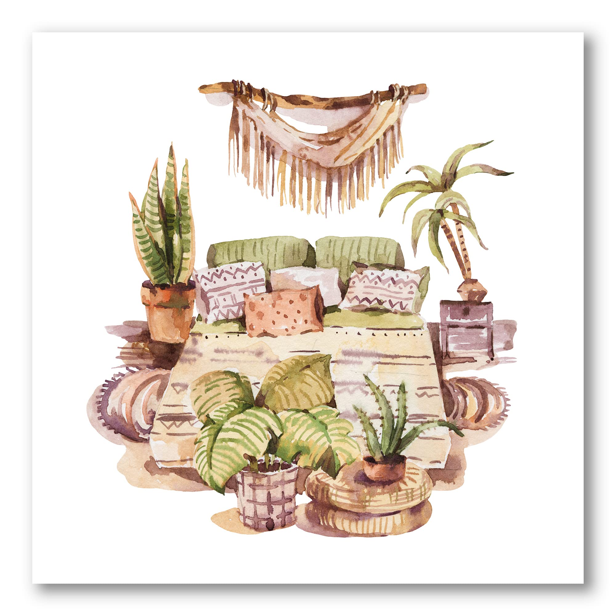 Indoor House Plants Urban Jungle IV Traditional Canvas Wall Art - Botanical Home Decor for Living Room, Bedroom & Office