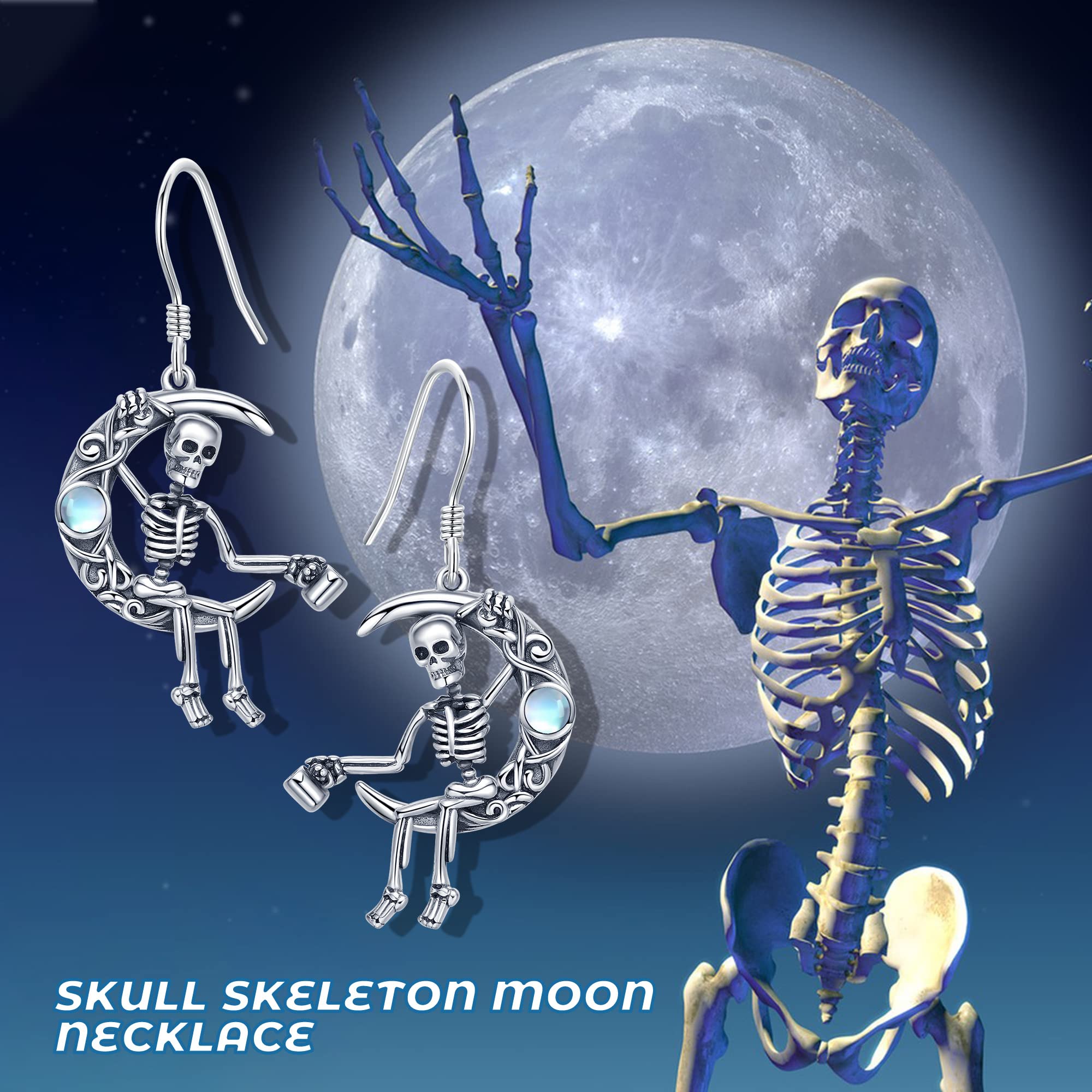 Gothic Snake Sword & Skeleton Cat Earrings - Sterling Silver Drop Jewelry for Women | Dark Fantasy Jewelry for Halloween, Cosplay & Alternative Fashion