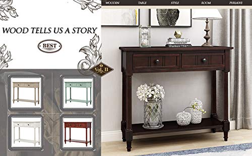 Retro Style Wooden Console Table with Bottom Shelf & 2 Drawers - Espresso Sofa Table for Living Room Entryway | Perfect for Hallway Decor, Behind Couch Storage & Entry Table