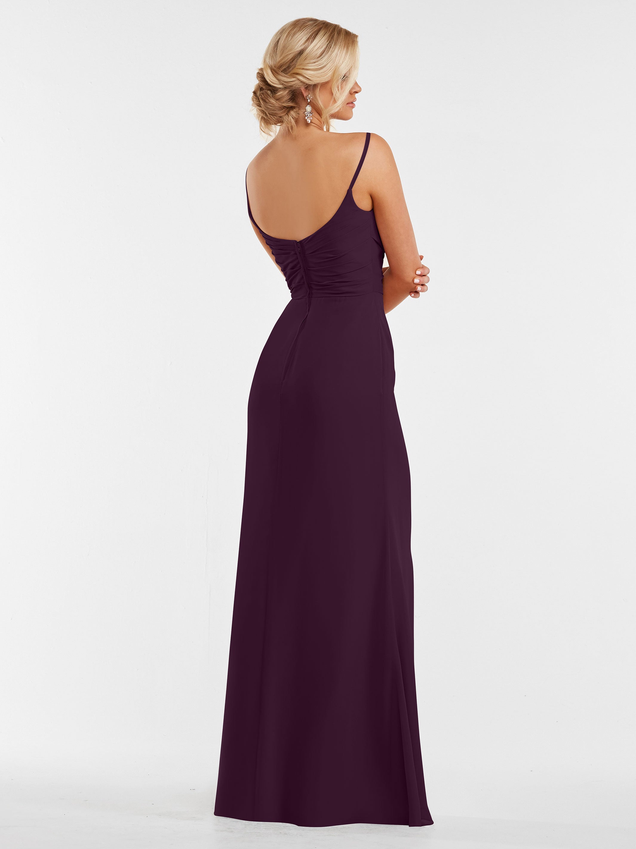 Elegant 80169 Chiffon Sheath Bridesmaid Dress with Pleated Bodice - Perfect for Weddings, Formal Events & Special Occasions